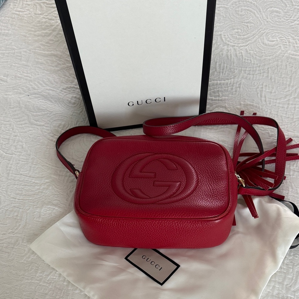 Gucci Berry Red Soho Disco Pebbled Leather Crossbody